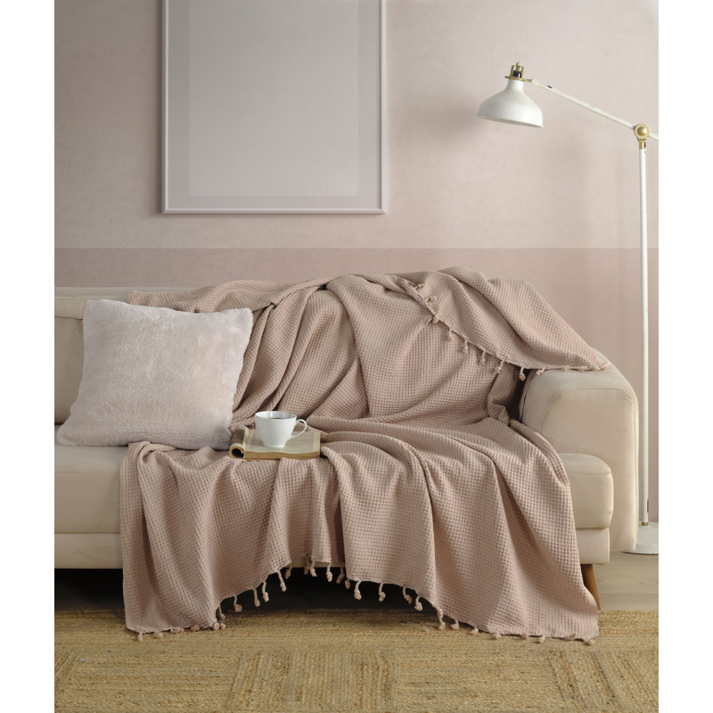 Couvre-lit en coton gaufré KAFTHAN, Simple, Arachide
