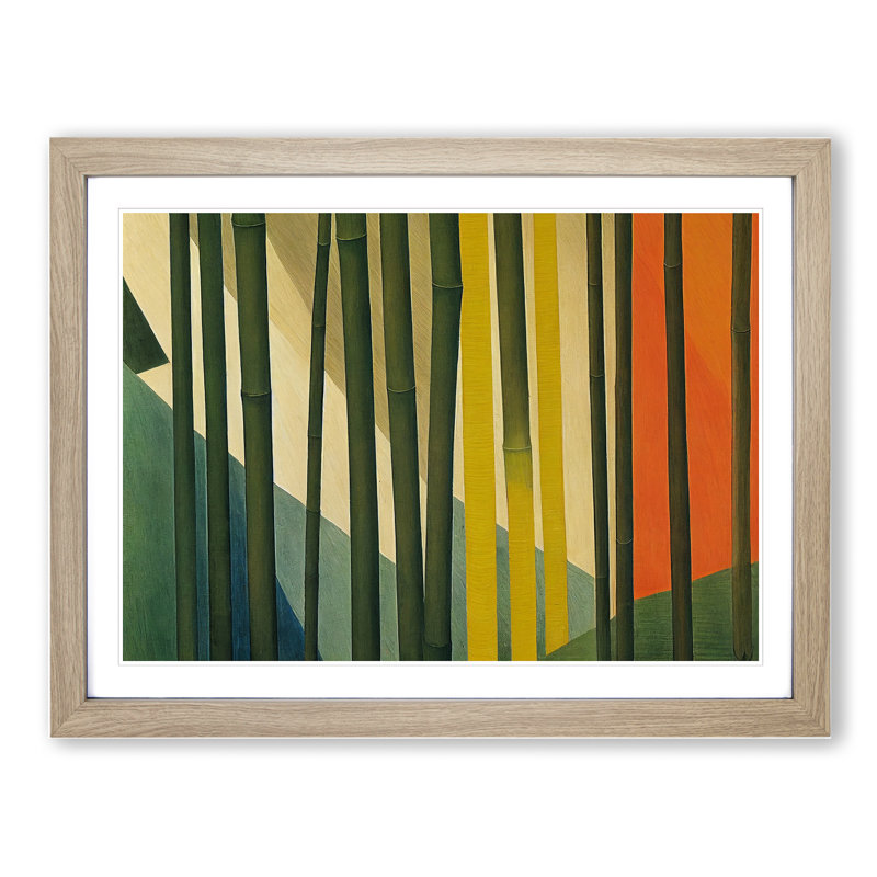 Stupendous Abstract Bamboo Forest 1 Piece Single Picture Frame Painting, 34cm H x 46cm W x 2cm D, Oak Framed
