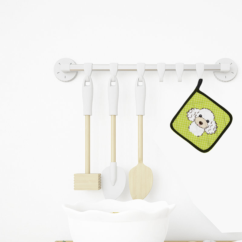 Cuisinier poignée caniche caroline trésors Checkerboard, Blanc