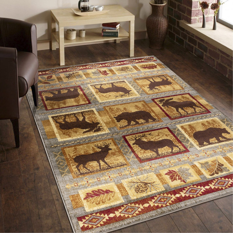 Multi 5 pi 3 po X 7 pi 3 po Tapis Lodge, Rectangle 5 pi 3 po x 7 pi 3 po