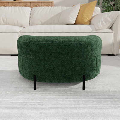 Banc de repose-pieds de rangement en demi-lune de 33,9 po de largeur avec pieds en métal