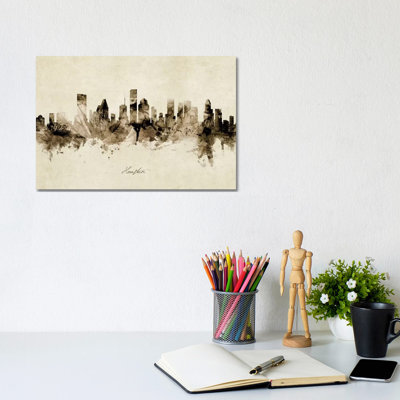 Houston Texas Skyline by Michael Tompsett - Wrapped Canvas Painting