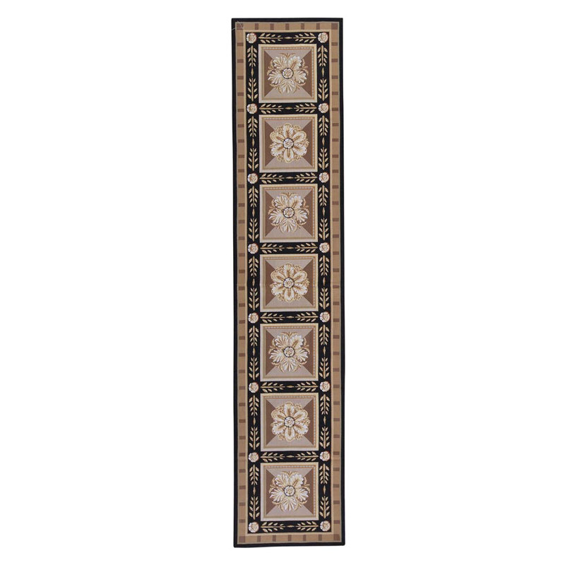 Tapis beige / brun / noir noué à la main de haute qualité