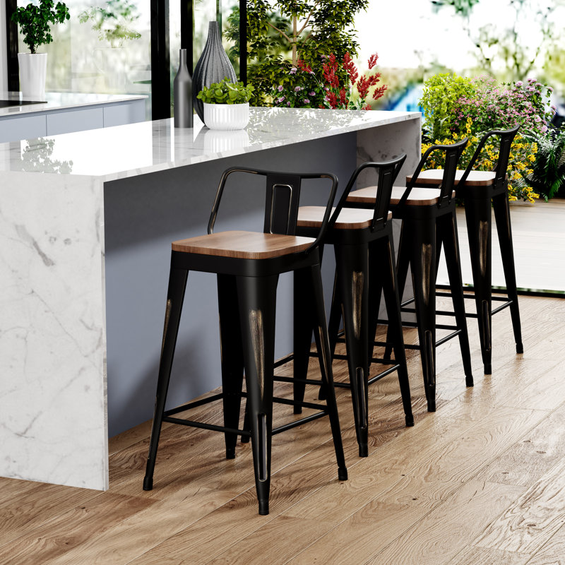 Tabouret de comptoir / de bar, Tabouret de comptoir (siège d'une hauteur de 26 p, Noir, noir, noir, noir