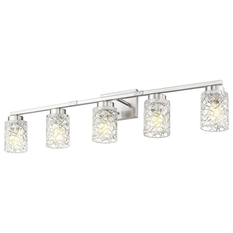 Luminaire de salle de bain à intensité variable, géométrique craquelé, H 9 po x l 40 po x P 6,80 po, Nickel brossé, 5