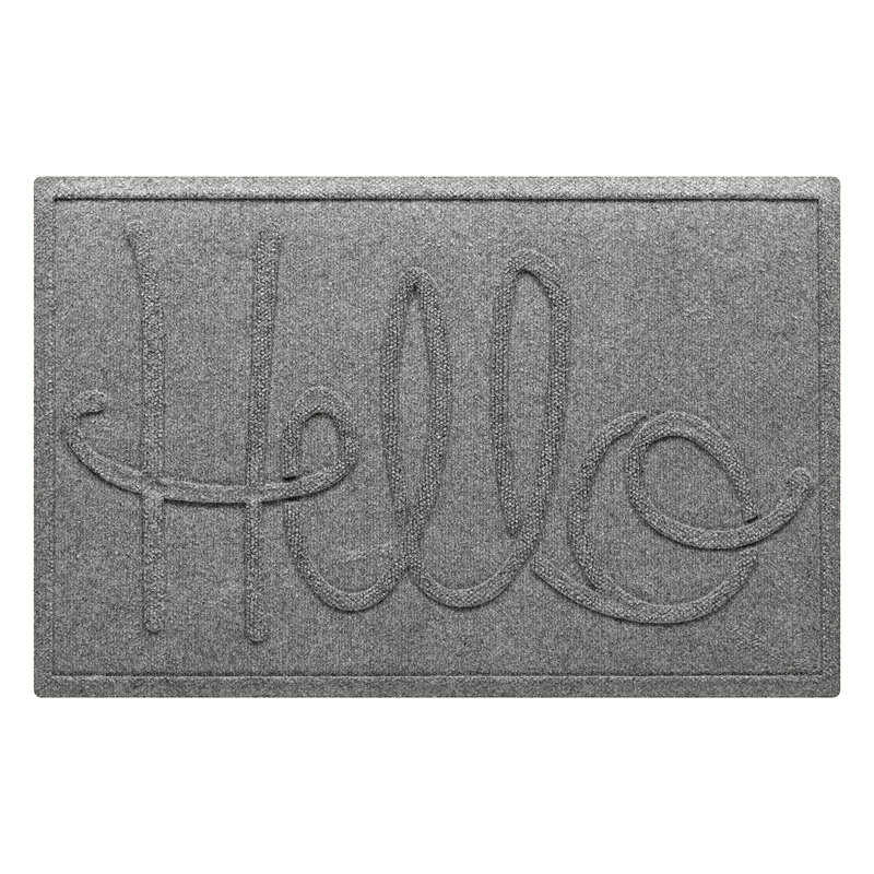 WaterHog Hello 23 in. x 35 in. Indoor Outdoor Door Mat, Medium Gray