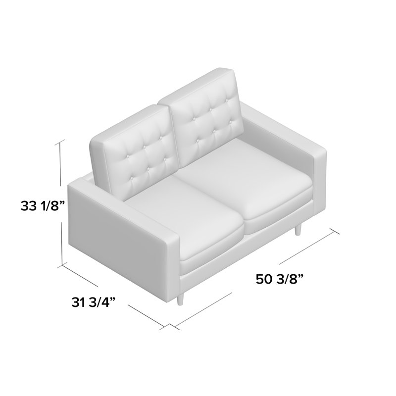 Causeuse à accoudoirs carrés en velours 50,4 po Wipert, Velours brun