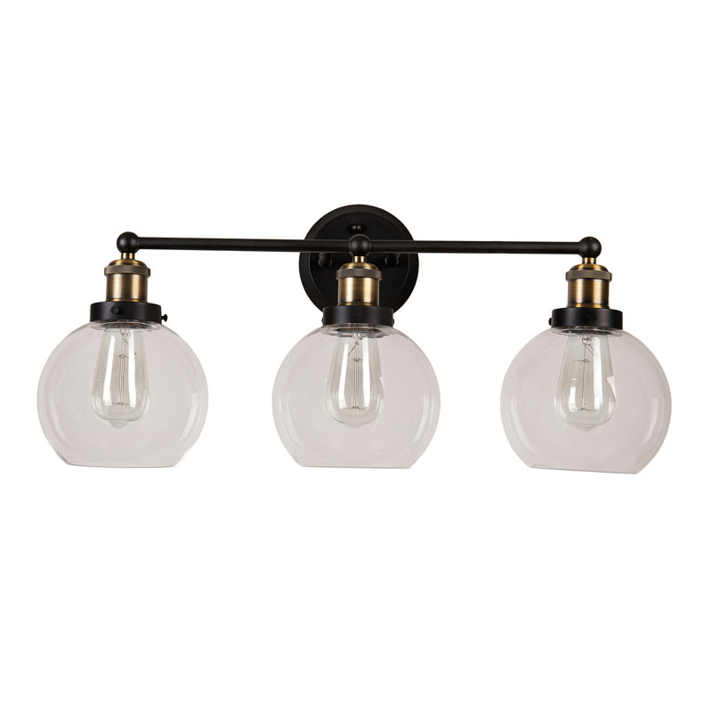 Antique Bronze 3-Light Vanity Fixture with Clear Glass Shades