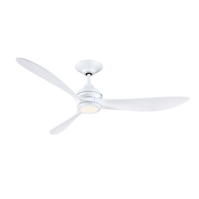 Aviara 60 inch Indoor/Outdoor Ceiling Fan with LED CCT Select Light Kit - Matte White with Washed blades