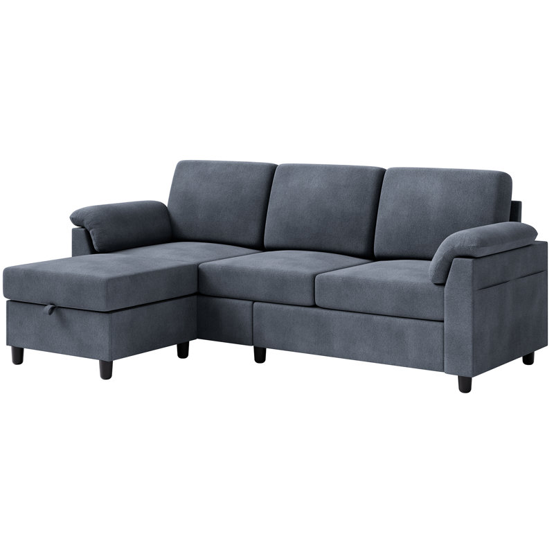 Ashleh 79.1" Square Arm Modular Sofa, Dark Grey Cotton Blend