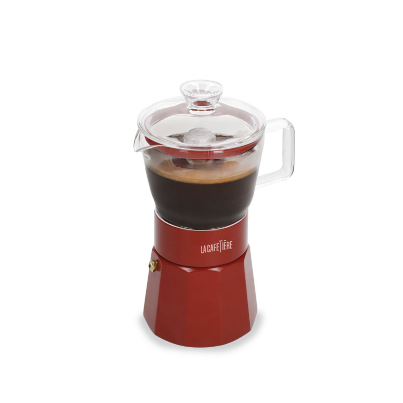 La Cafetière Glass Espresso Maker, Red