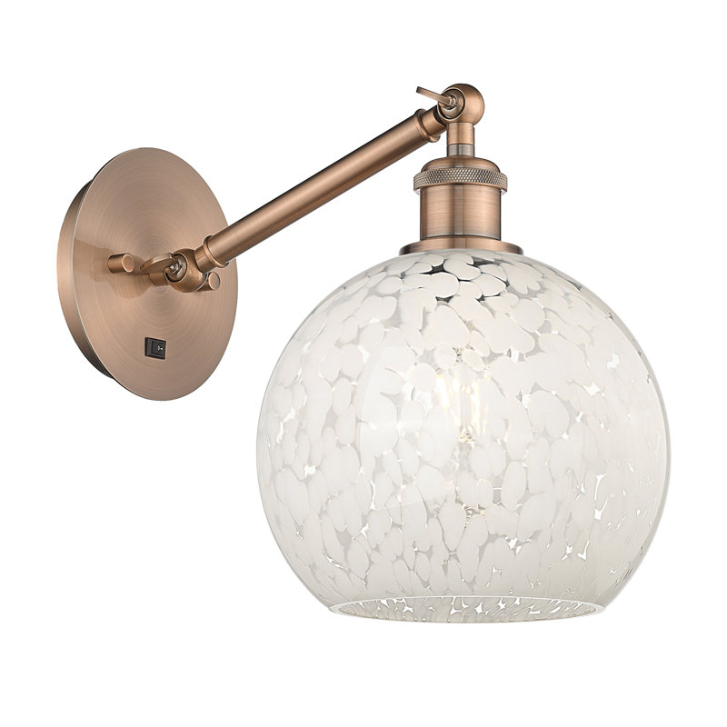Applique murale 1 lumière Ballston White Mouchette, H 10 po x l 8 po x P 13 po, Cuivre antique