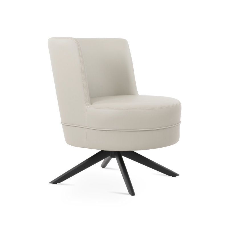 Fauteuil pivotant Hilton Sword, Noir, Similicuir gris pâle