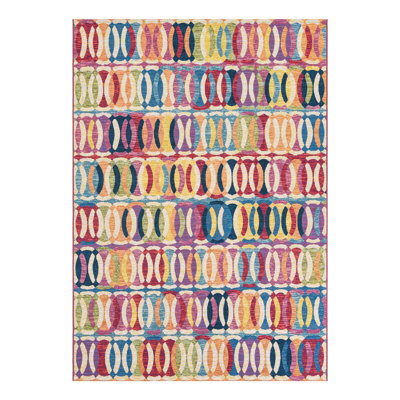 Keazia Washable Geometric Indoor / Outdoor Rug