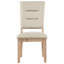 Chaises de salle à manger 2 pièces en chêne rustique, siège et dossier en tissu beige, pièce 2 pièces en bois de chêne avec structure en échelle, revêtement, cadre