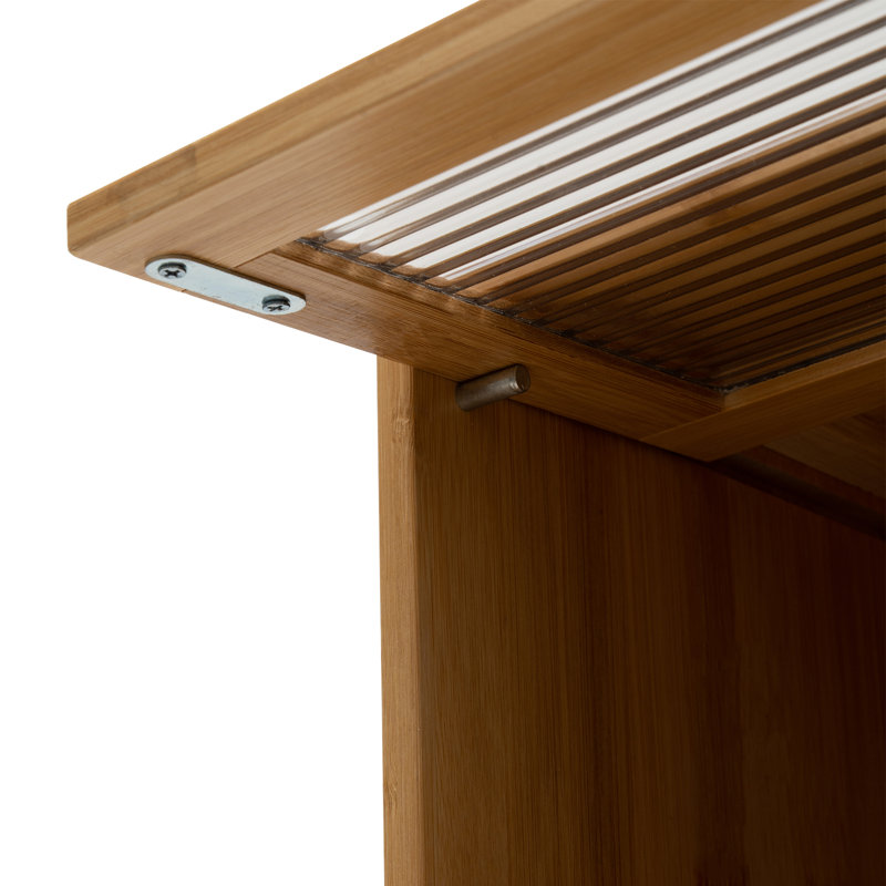 Armoire de rangement autoportante en bambou avec portes en acrylique Semla