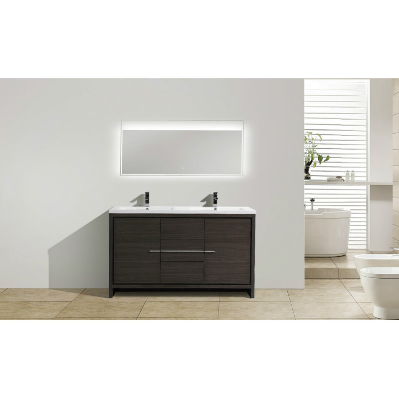 Ensemble de meuble-lavabo double 59 po Chelsei, Chêne gris foncé