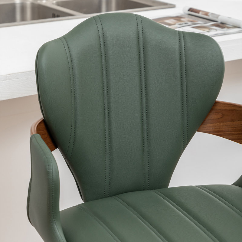 Tabouret de bar Mid-Century moderne, siège pivotant à 360 ° avec revêtement en polyuréthane et repose-pieds en métal, Vert