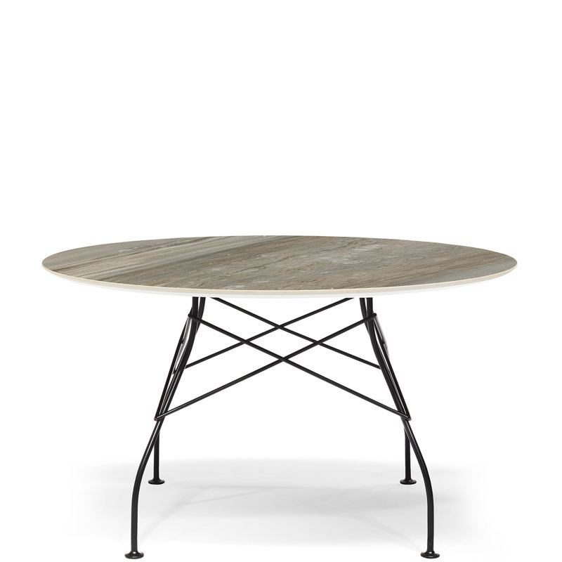 Table ronde d'extérieur brillante, Noir