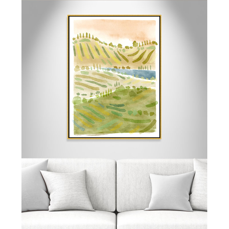 Tuscan Countryside Print by Leah Straatsma, No, 41.5" H x 31.5" W x 2" D, Gold Floater Framed Canvas