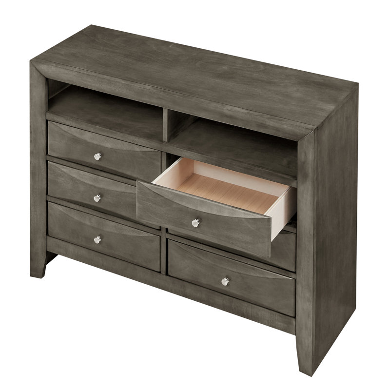 Commode média 6 tiroirs Marilla, gris, Gris