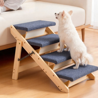 Escaliers en bois pour animaux de compagnie pour 4 personnes, charge de 150 lb, pliable et confortable