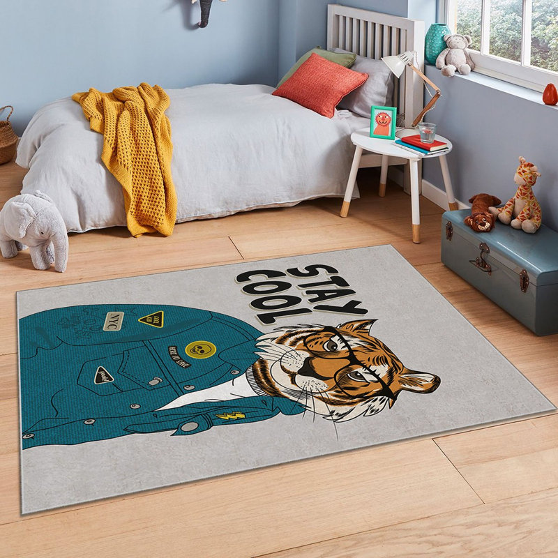 Luxurious Polyester Area Rug, 3.3 x 4.6 Feet | 740 g/m² Velvet Fabric, Non-Slip Felt Dot Underside, Laminated Sponge for Comfort | Antibacterial, Machine Washable at 86°F | Elegant Digital Print Design for Home Décor