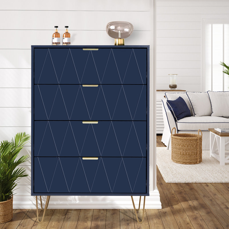 Marable 4 Drawer 59.9cm W Chest, Navy Blue