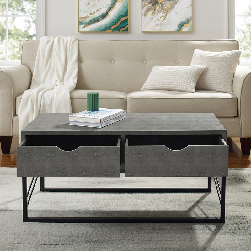 Sled Coffee Table with Storage, Grey
