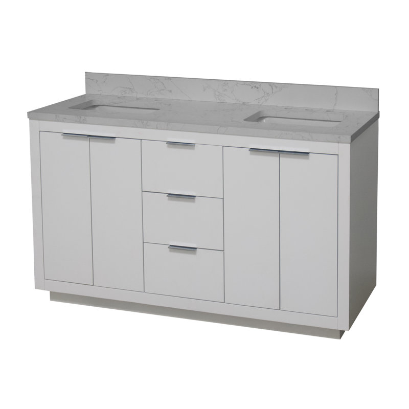 Ensemble de meuble-lavabo double 60 po Anastazia, Blanc