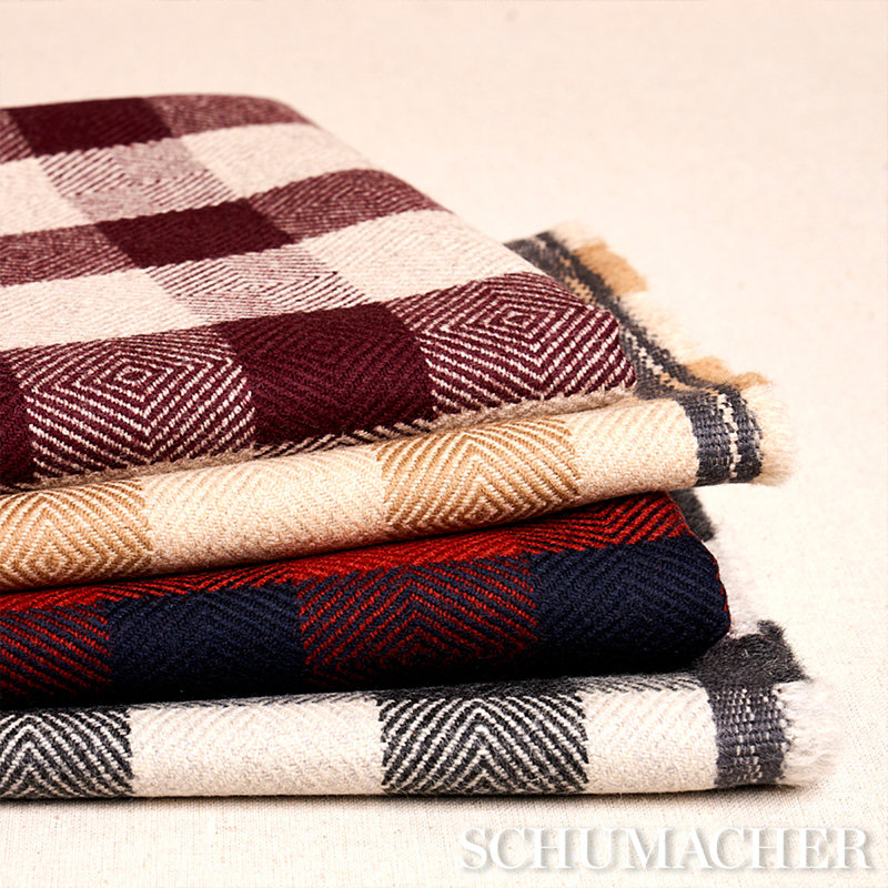 Galt Wool Check Fabric, Red/Black