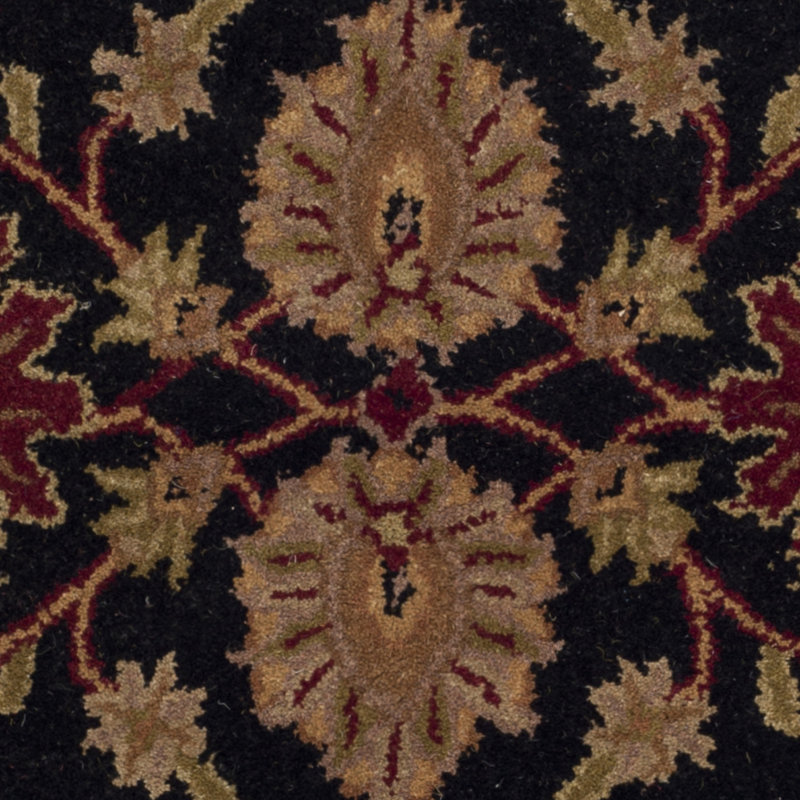 Tapis noir / bourgogne en laine touffeté à la main Bromley, Demi-lune 2 pi 3 po x 4 pi