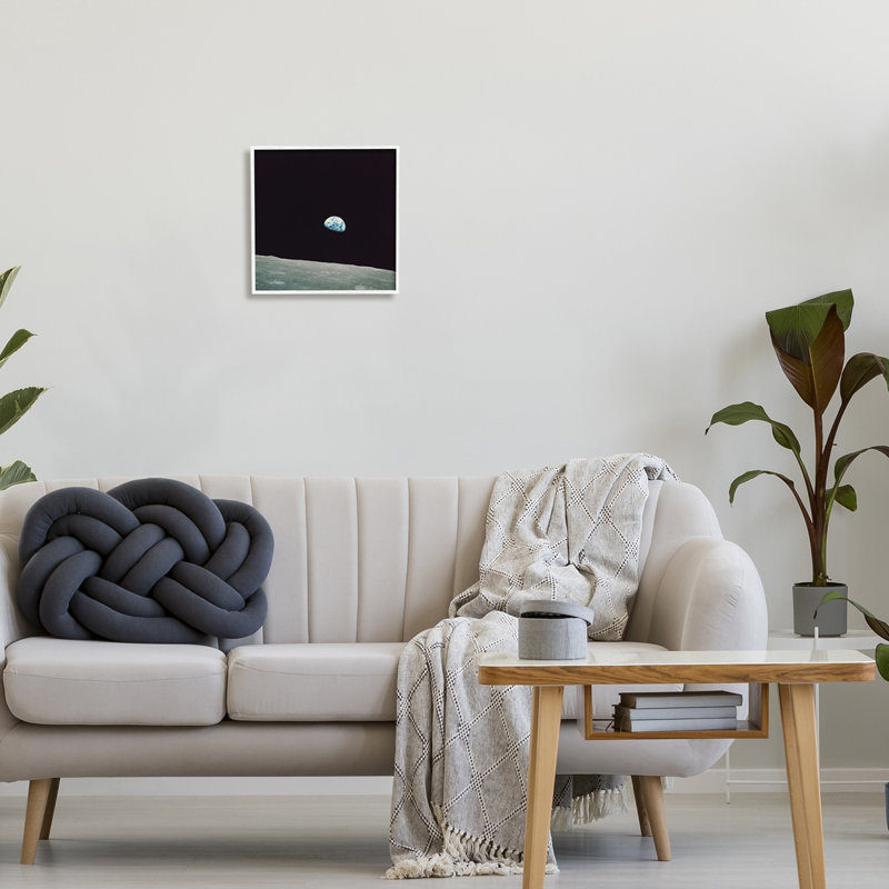" Earth Outer Space View " by Wild Apple Portfolio, 12" H x 12" W x 1.5" D, Coastal White Framed Giclee