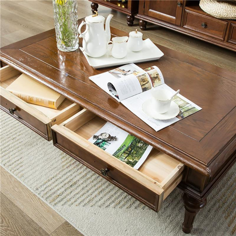Table basse American simple, Noyer foncé