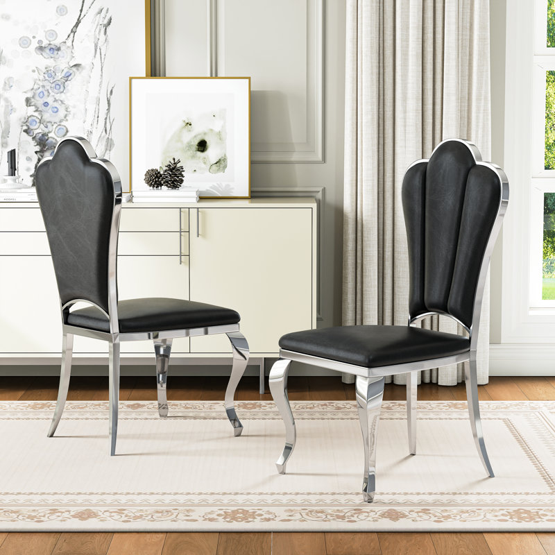 Chaise de salle à manger Mery, Noir, Argent