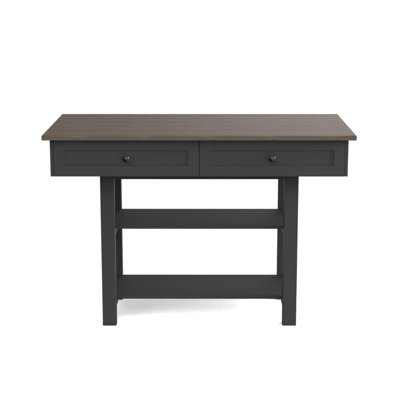 Nibbi 51.7" Console Table with 2 Wooden Drawers and Shelf,Metal Legs, Black