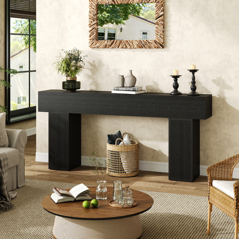 70.9-inch Extra Long Console Table, Farmhouse Sofa Table For Behind Couch, Wooden Entryway Table For Hallway, Foyer Table Accent Table For Entrance, Living Room, Black