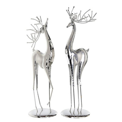 2 Piece Plated Metal Reindeer Set
