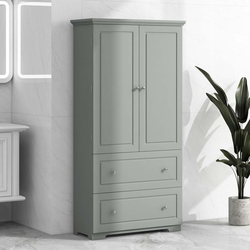 Wide Bathroom Storage Cabinet With Adjustable Shelves