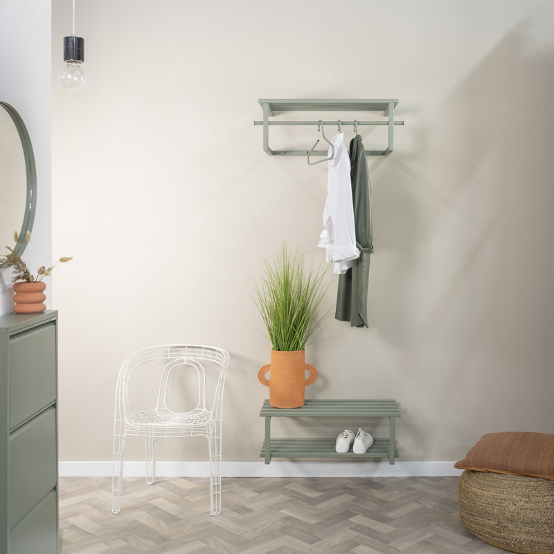 5 - Hook Wall Mounted Coat Rack, Dusty Green