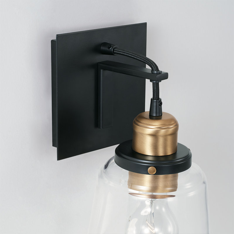 Steel Armed Sconce, Aged Brass/Black