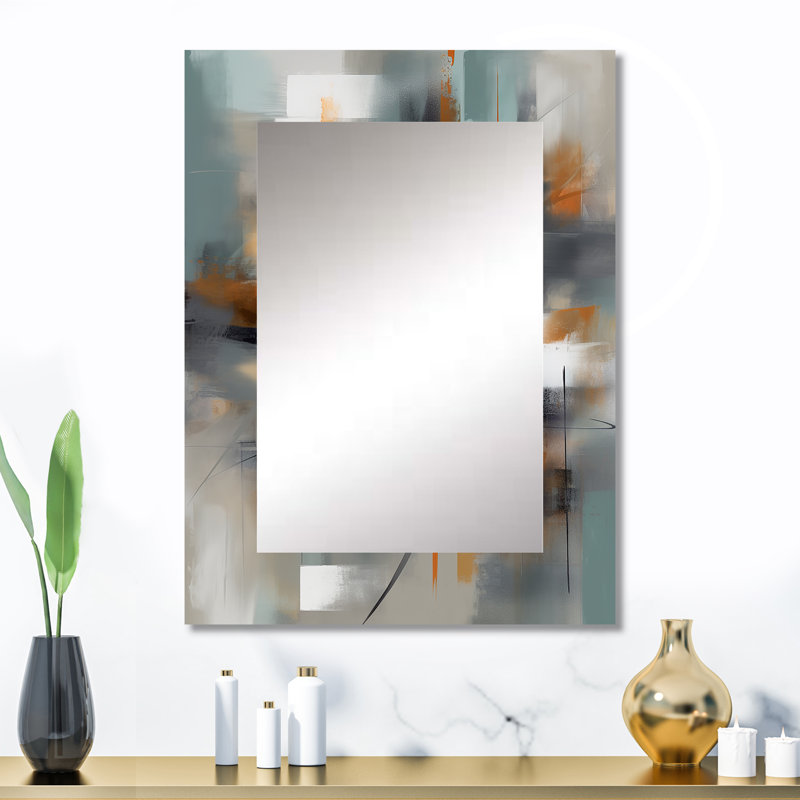 Abstract Design Shapes III - Modern Rectangular Wall Mirror, 32" x 24"