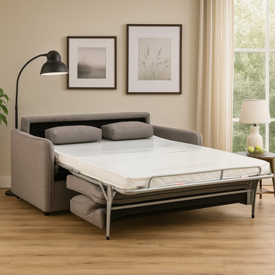 LunaNest  Italian Top Grain Leather Sleeper Sofa Bed with Memory Foam Mattress by Hokku Designs