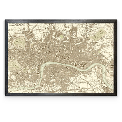 «Custom Sepia Map of London» par Paul Cezanne - impression encadrée