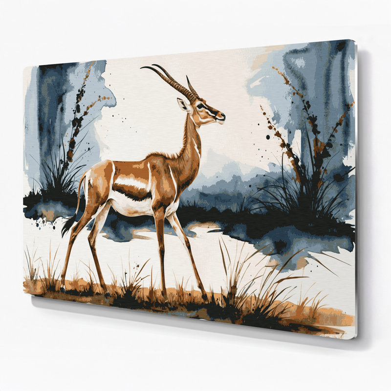 Faune, art mural gris Gerenuk, H 16 po x l 20 po