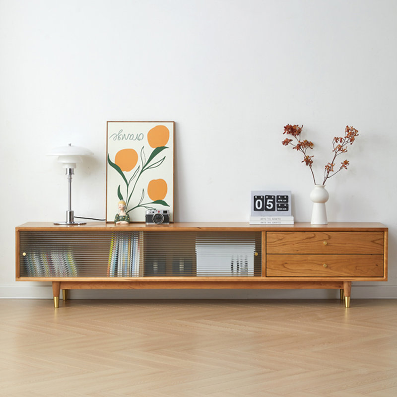 Meuble télé moderne et multifonctionnel de grande capacité, H 17,72 po x L 94,49 po x l 15,75 po, Tanné