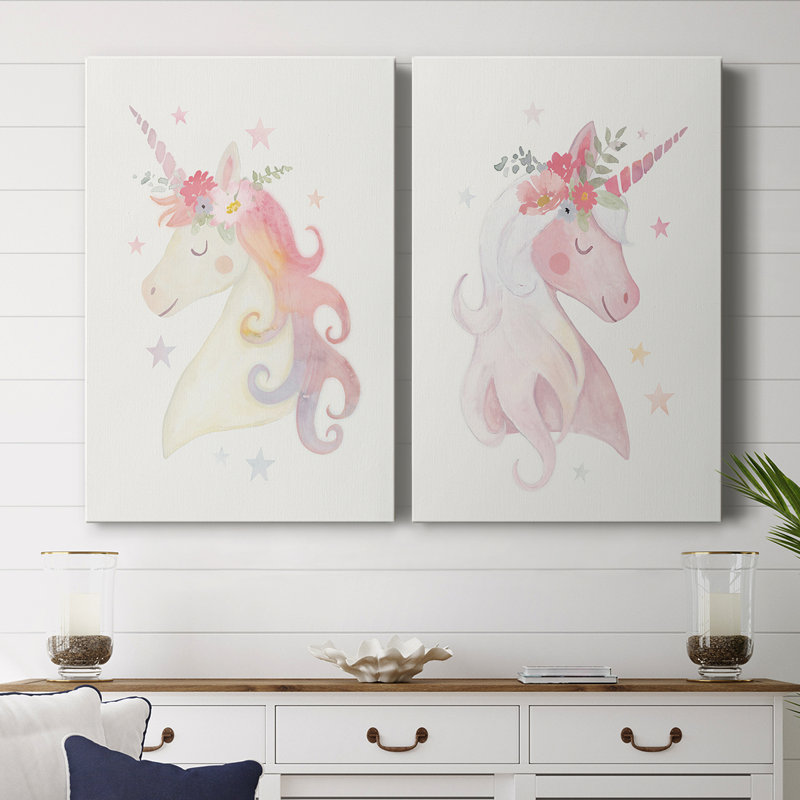 Toile tendue avec châssis «Sweet Unicorn I» - prêt à accrocher, H 12 po x l 8 po