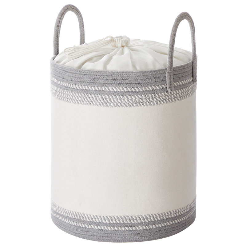 Laundry Bag With Lid, Gray, 18.1" H x 16.1" W x 16.1" D