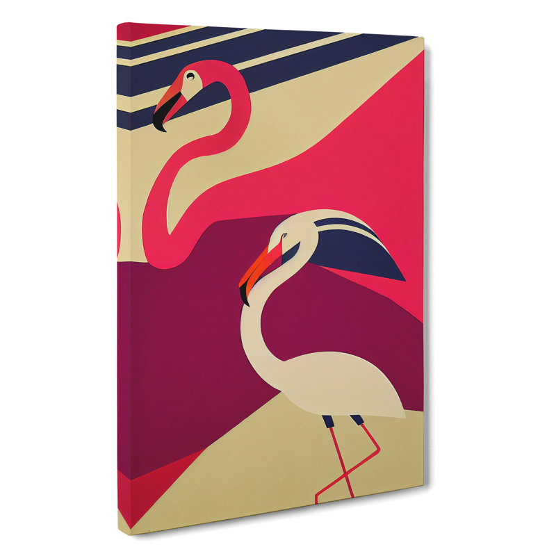 Flamingos - Wall Art, 50cm H x 35cm W x 3cm D, Wrapped Canvas