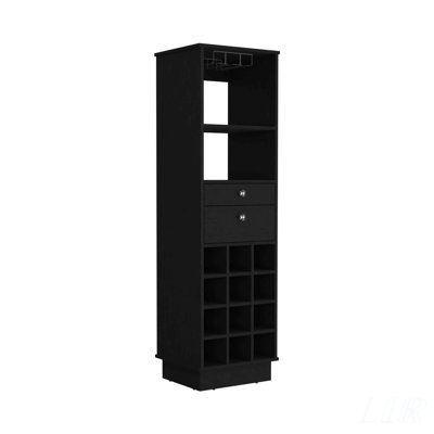 Armoire de bar classique avec deux tiroirs, douze porte-bouteilles intégrés et une tablette pour un rangement et une présentation élégants